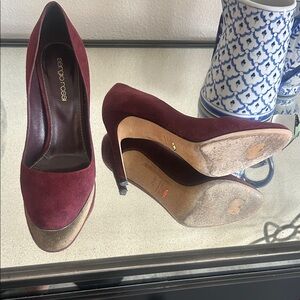 Sergio Rossi Deep Red Burgandy Women's Heels 36 1/2